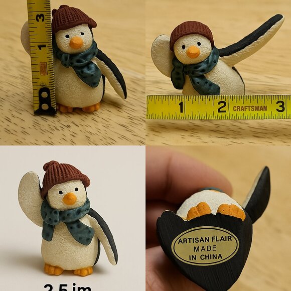 New Artisan Flair Penguin Figurines Winter Christmas Decor 3 Mini Resin lot 1 - Picture 3 of 3